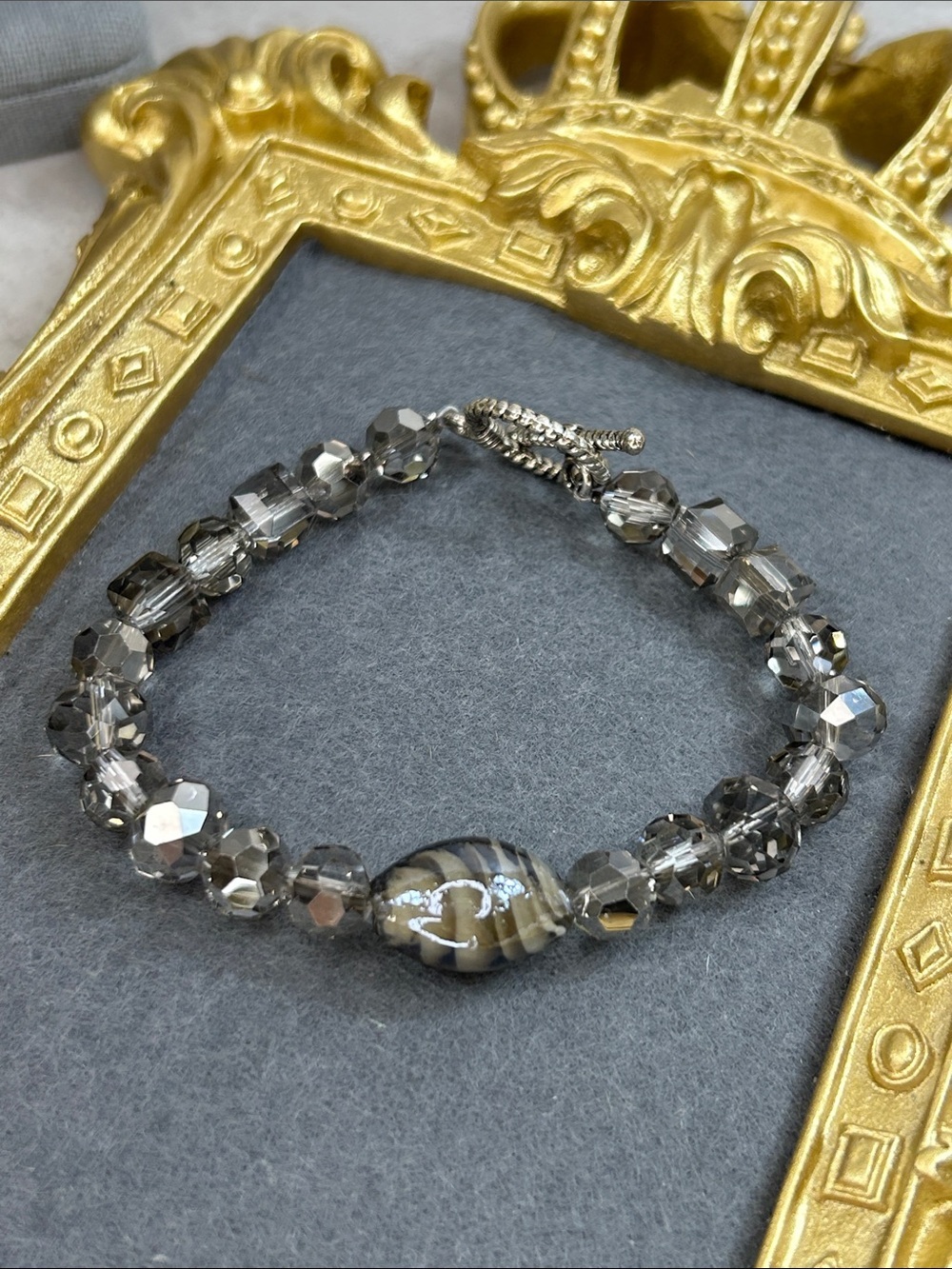 Smoky Crystal Bead Bracelet by